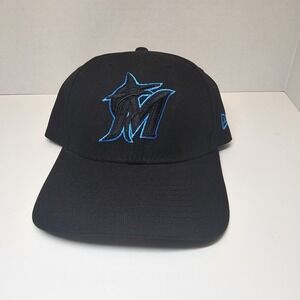 New Era Snapback Miami Marlins Cap: Black with Blue‎ Logo, Adjustable Fit
